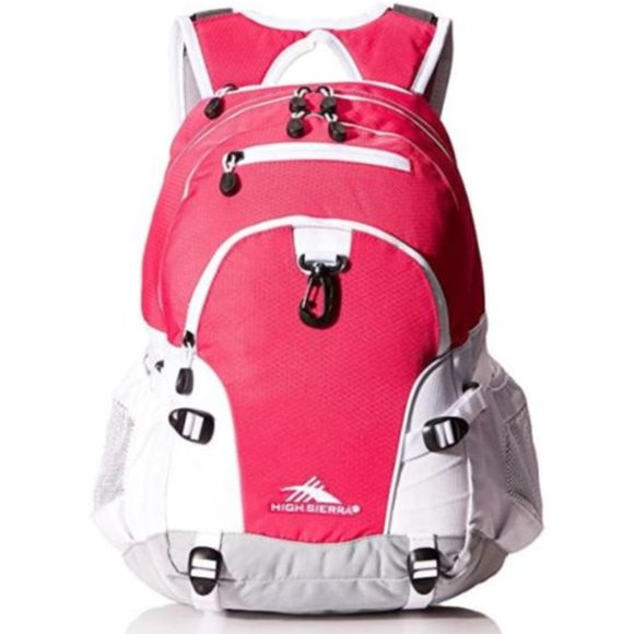 NWT High Sierra Backpack Waterproof School Hike Laptop Bookbag Pink White Gray